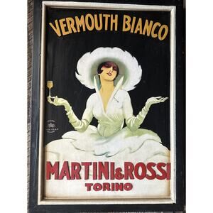 Vintage Unique 3D MARTINI &ROSSI VERMOUTH BIANCO Lady Wood Sign-21”x15”